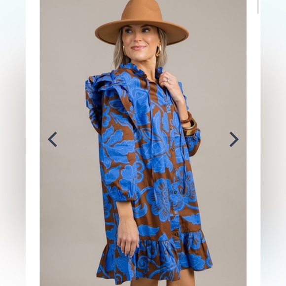 Sugarlips Blue and Brown Floral Dress - Picture 12 of 16